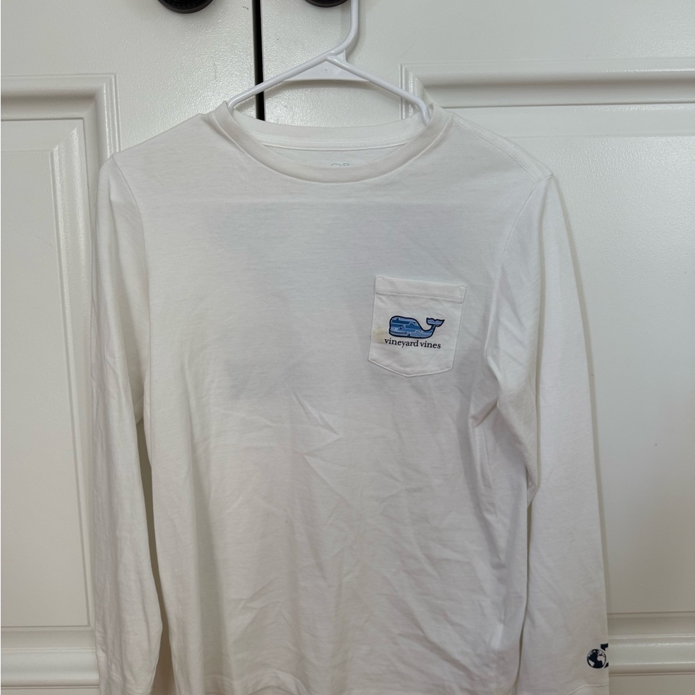 Vineyard Vines White Shirt with Blue Whale Logo